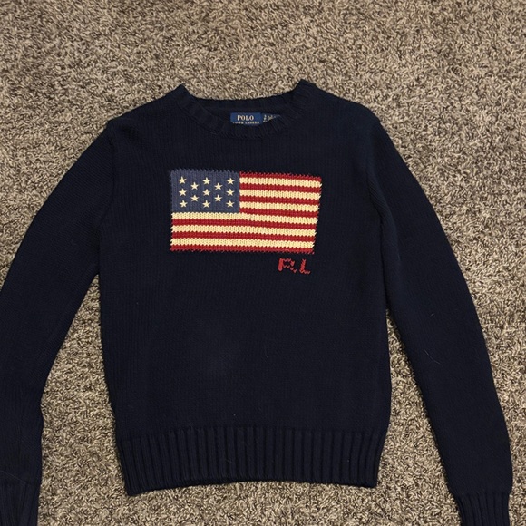 Ralph Lauren Dark Blue Sweater with Flag Motif